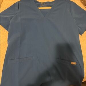 Figs Women's Short Sleeve V-Neck Top in Royal Blue